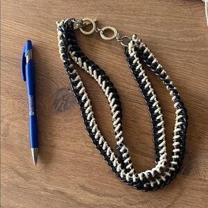 Banana Republic Black and Cream Braided Necklace